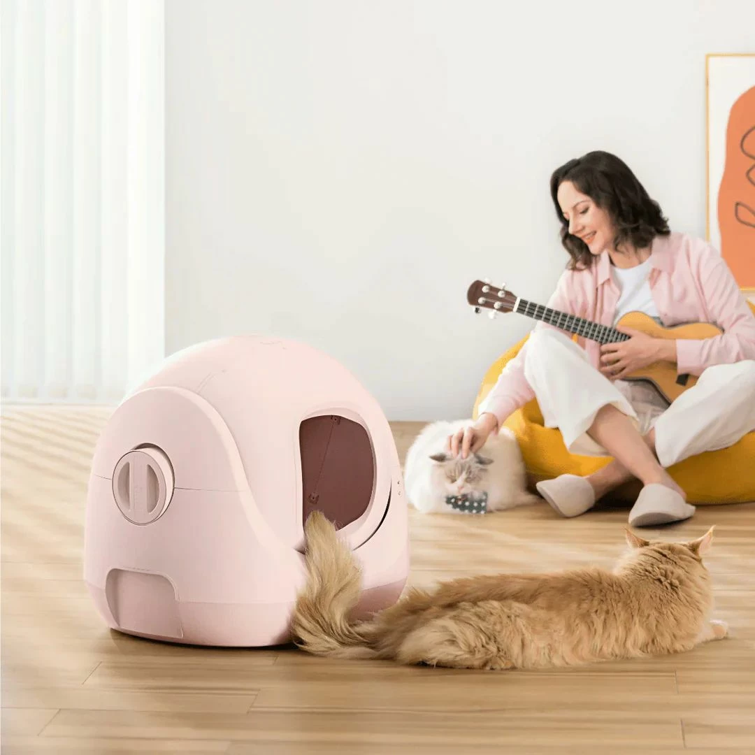 kuti inteligjente rëre për mace Catlink Baymax 7 L WiFi vetëpastruese, rozë, set me karikues + hidrogel deodorant + qese mbeturinash