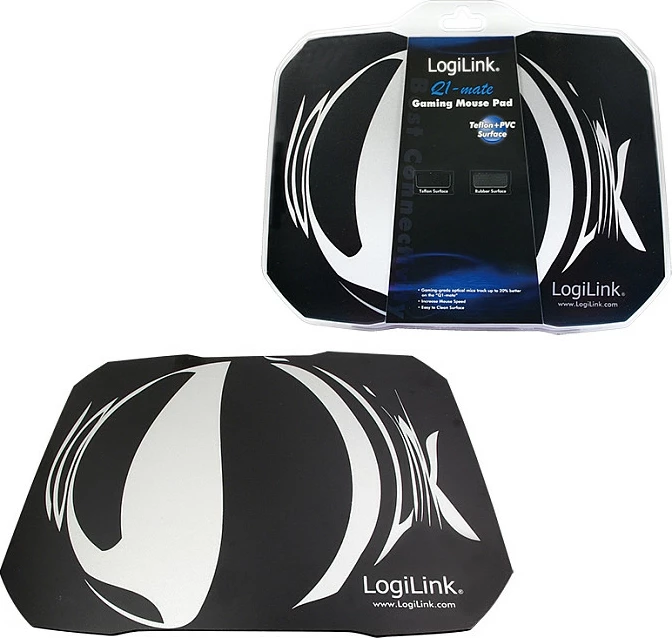 Mauspad LogiLink Q1 Mate Gaming, Teflon-PVC, zi/bardhë