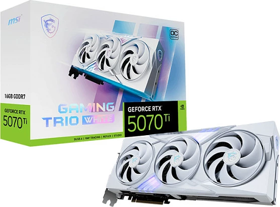 Kartelë grafike MSI RTX 5070 Ti GAMING TRIO OC 16GB GDDR7 e bardhë