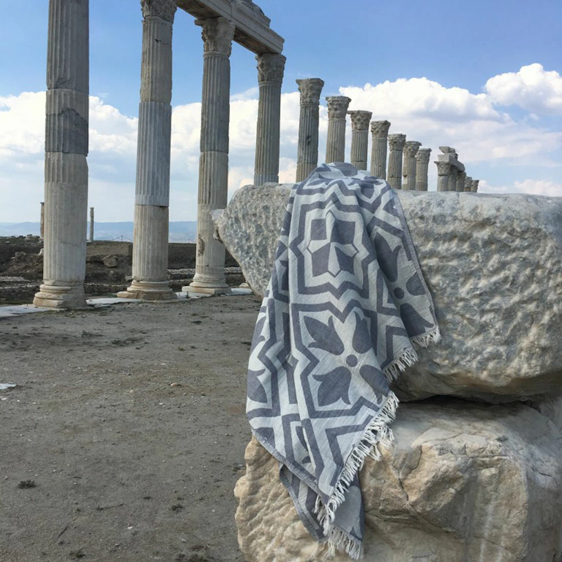 Peshqir plazhi Fouta, Lalezar, ngjyrë gri, Mijolnir, 90x170cm