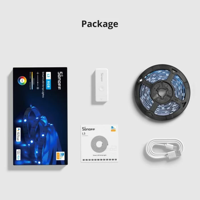 Shirit LED smart RGB Wi‑Fi SONOFF L3-5M 5 m, 90 LED, DC 5V, IP20 (pa adapter rryme)