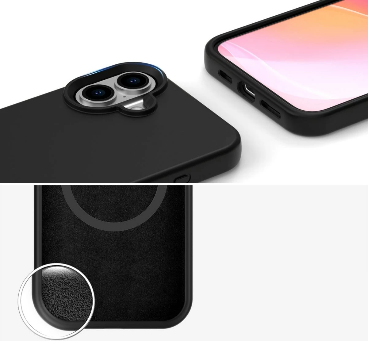 Mbështjellës silikon 4smarts Cupertino për iPhone 16, i zi