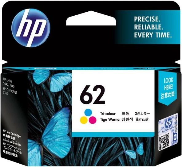 Kartush boje, HP, 62 C2P06AE, origjinal, tri-color