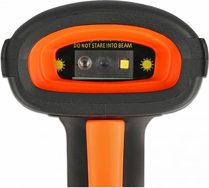 Skaner barkodi DeLOCK 1D/2D, Bluetooth 4.1 / RF 2.4 GHz, bazë karikimi induktive, 1800 mAh, zi/portokalli