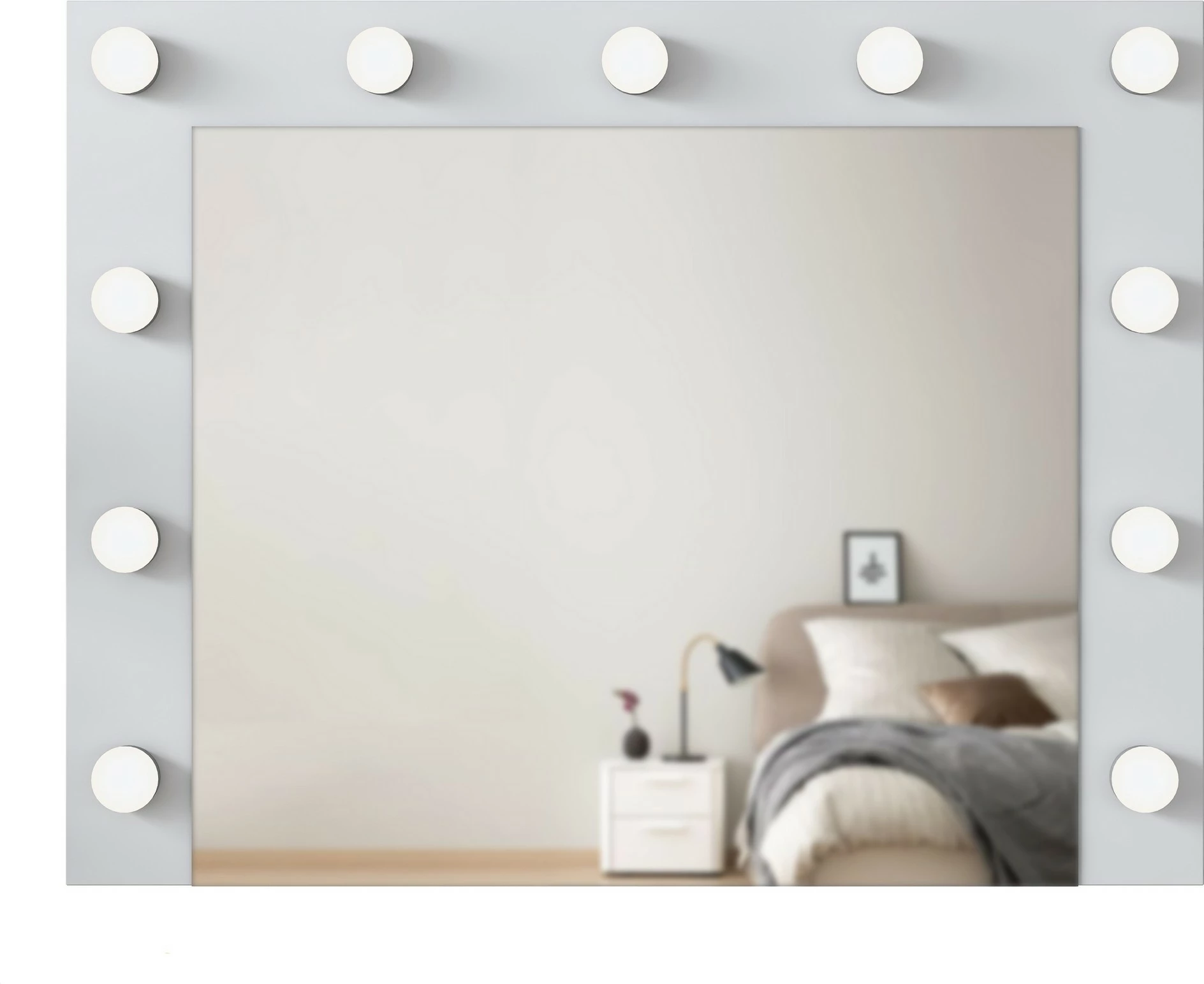 Pasqyrë dekorative me drita, ngjyrë e bardhë, Hanah Home, EF108 - 2998