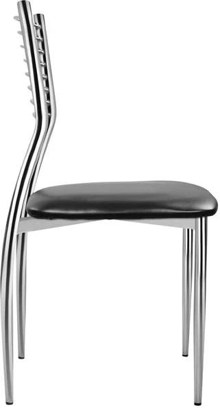 Karrige Elvira FH0025.02, ulëse nga PU e zezë, 40X44X83 cm, set prej 6 copë