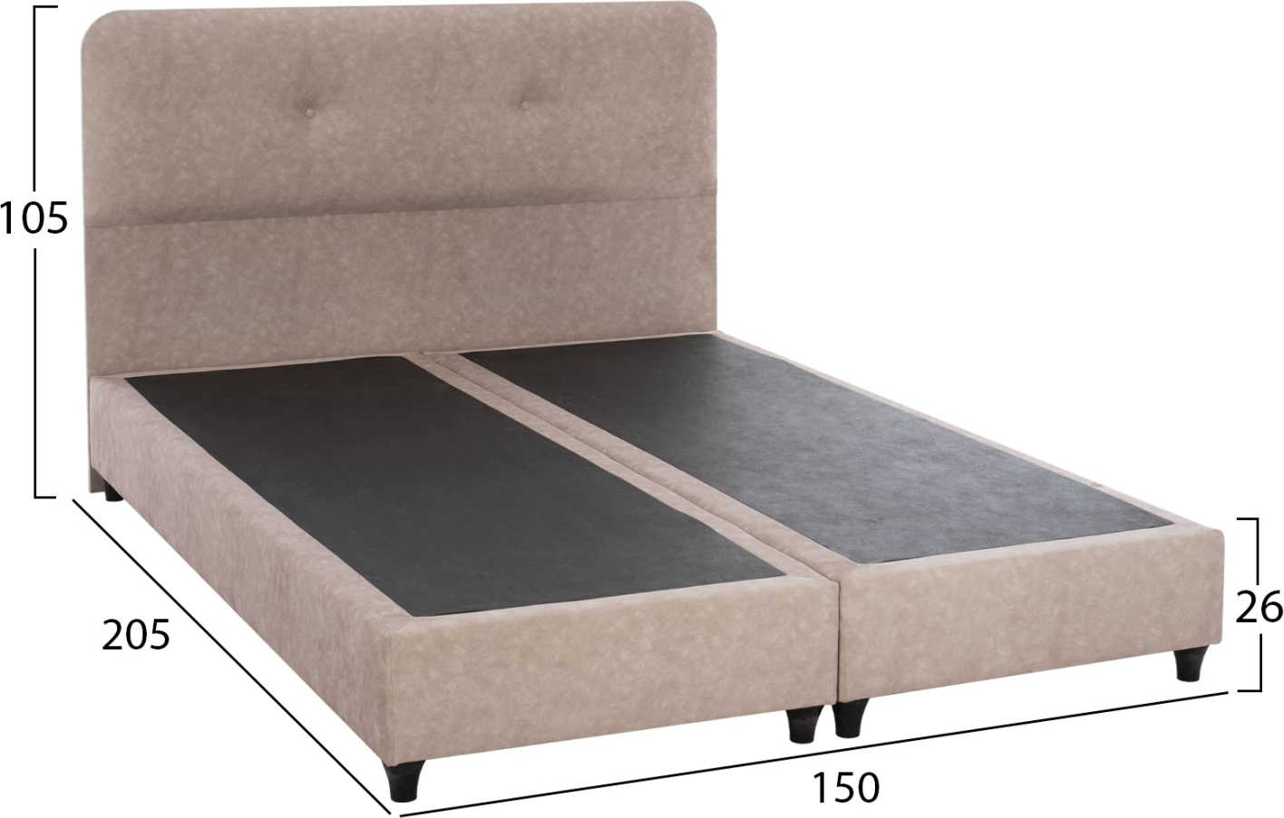 Shtrat FH637.22 DOLORES, pëlhurë lloji NUBUCK, bezhë, 150x200