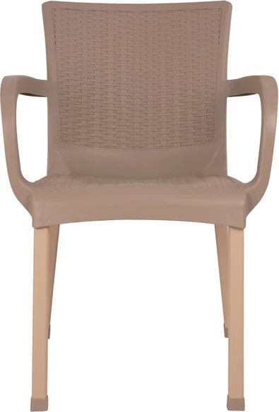 Karrige me krahë, polipropilenë, këmbë alumini, FH5591.02, ngjyrë kapuçino, 60x60x82 cm