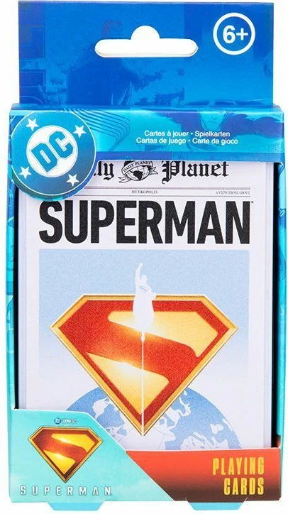Karta loje Paladone Superman, set 52 karta + 2 jokera, me kuti metalike