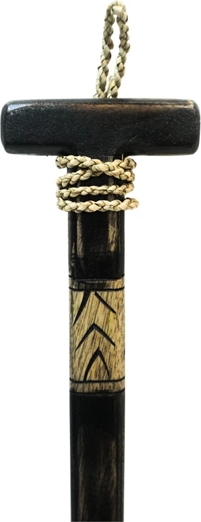 Dekor për mur, lopatë druri Boon, dru mahogany, ngjyrë e zezë-natyrale, 20x3x120cm