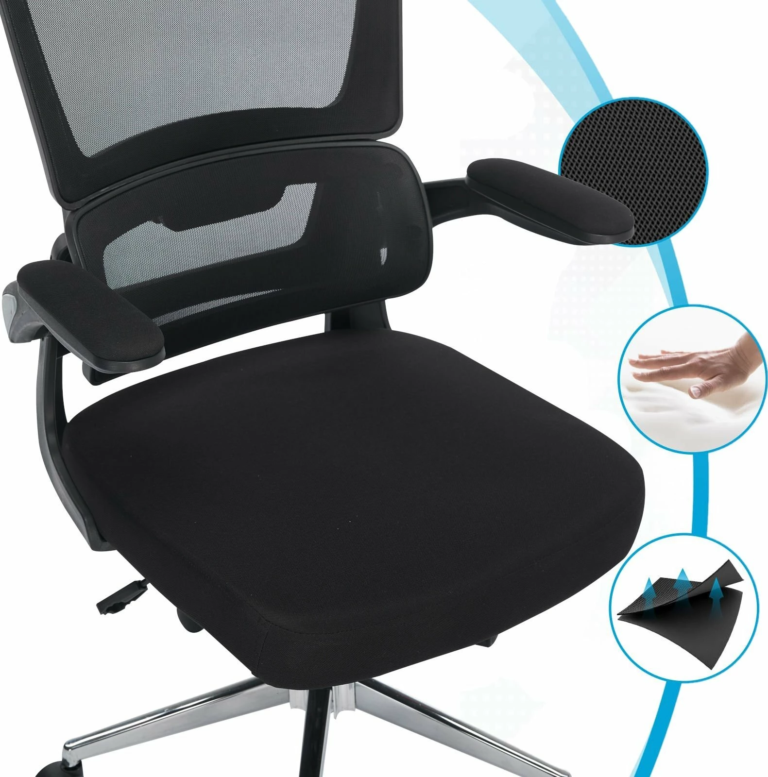 Karrige zyre ergonomike Mozos ERGO-K, me rrota, me mbështetëse koke, 150 kg, e zezë