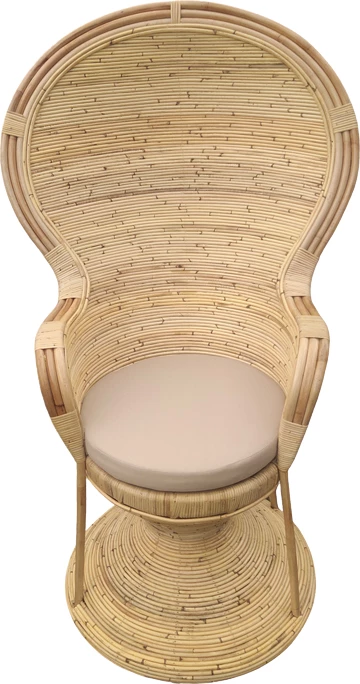 Karrige Rea Inart me jastëk bezhë, ratan natyral, 85x85x141cm