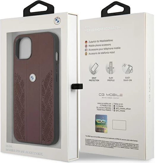 Mbështjellës BMW BMHCP13MRSPPR për iPhone 13, 6.1", lëkurë, i kuq