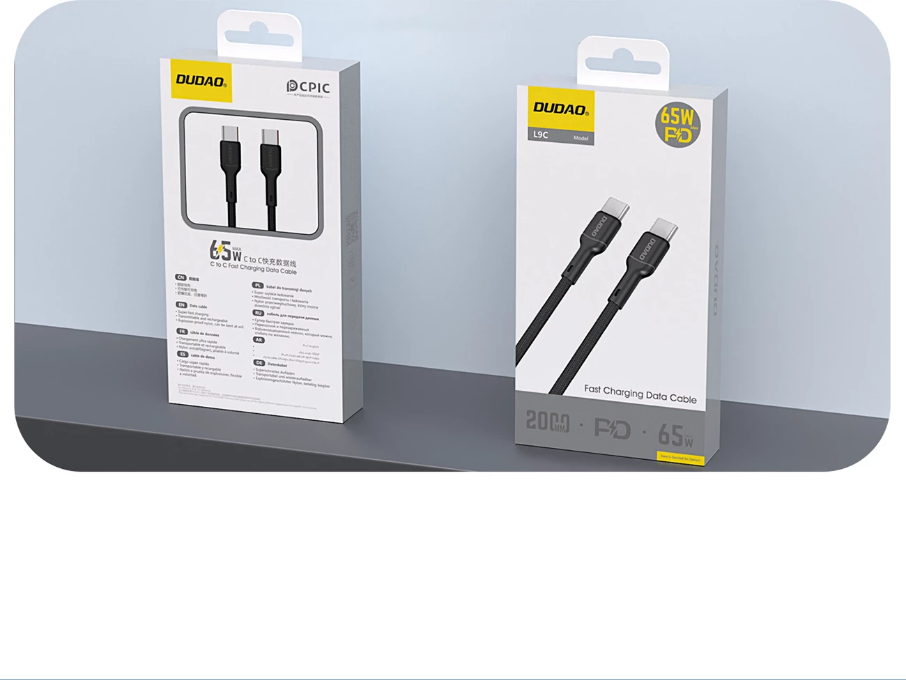 Kabllo USB-C në USB-C Dudao L9C, 1m, 65W, e zezë