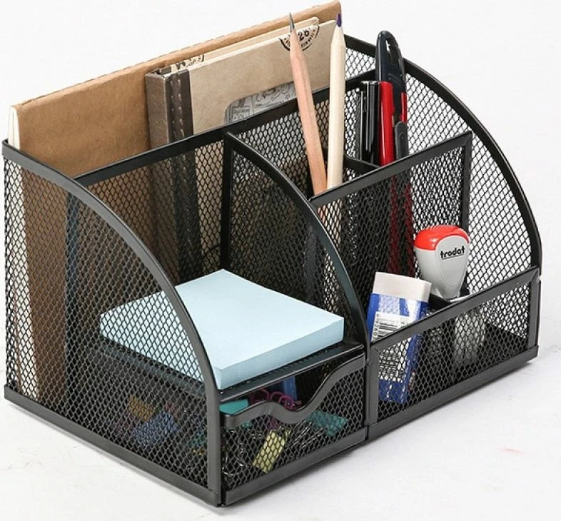 Organizator tavoline Q-Connect Office Set, metal rrjetë me sirtar, 220x140x130 mm, i zi