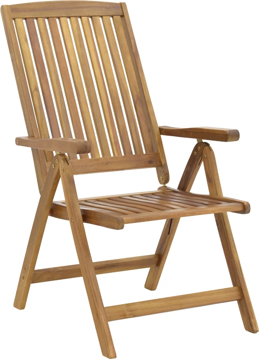 Karrige e palosshme me 5 pozicione, dru akacie, ngjyrë natyrale, 61x65x110cm