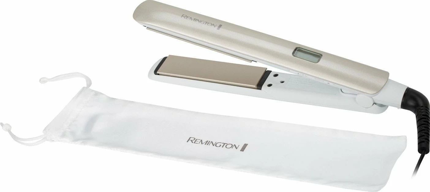 Drejtues flokësh Remington Hydraluxe S8901, 230°C, jonizim, pllaka qeramike, i bardhë, me qese ruajtjeje