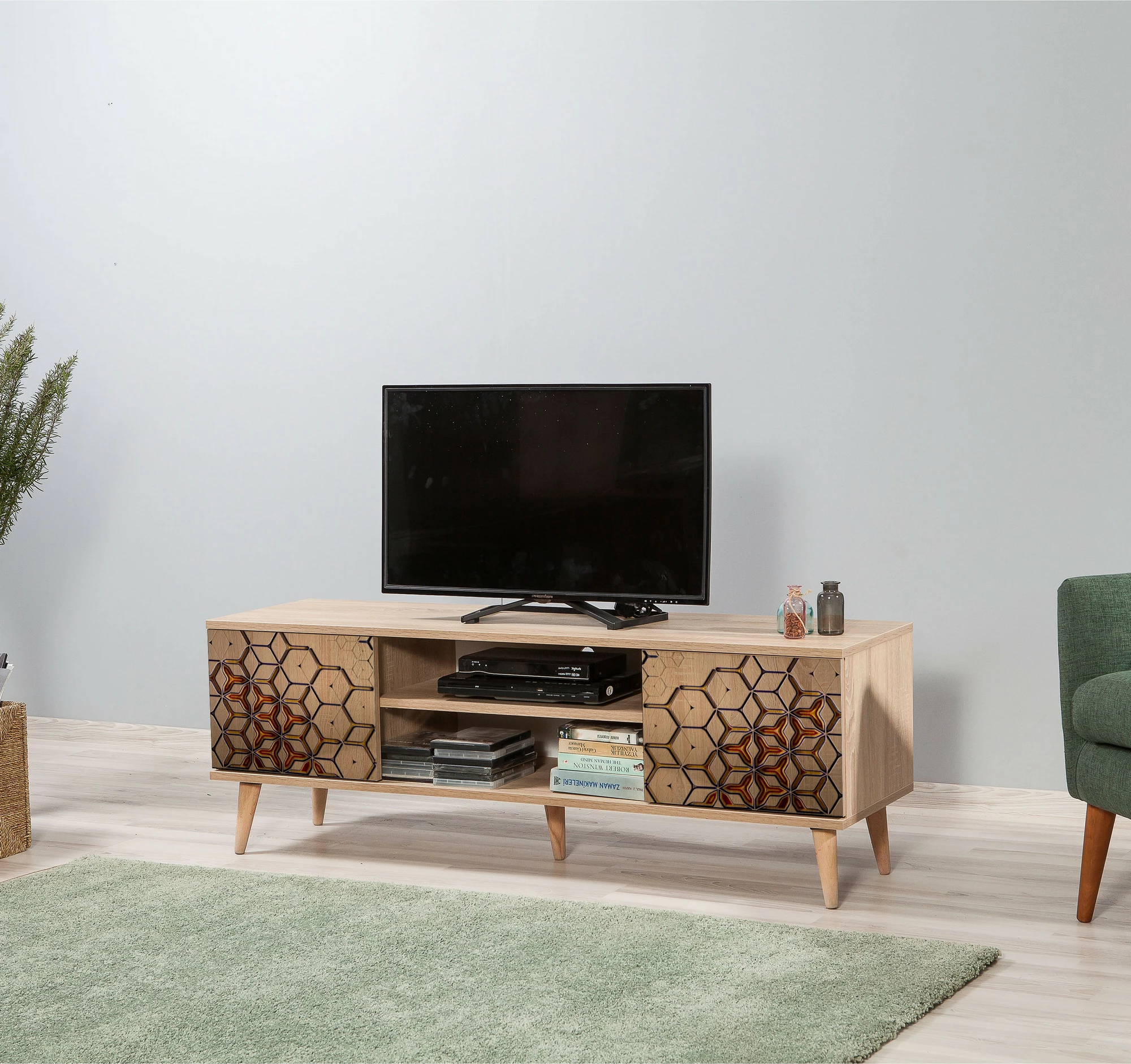 Komodë TV Hanah Home, Truva-720, ngjyrë lisi sonoma