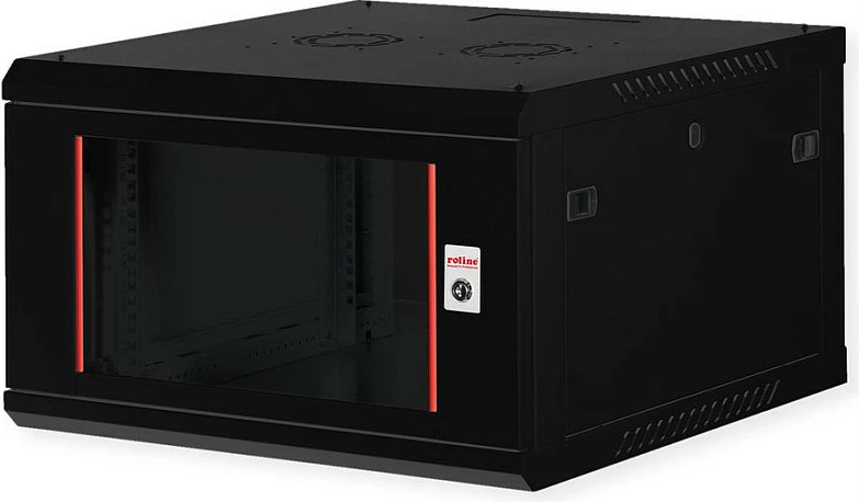 Kabinet rrjeti muror ROLINE 26.21.0289, 6U, 19", 600x600 mm, derë xhami, i zi