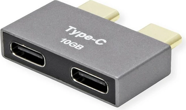 Adapter USB-C ROLINE 12.03.2945, 2x USB-C mashkull në 2x USB-C femër, 10 Gbit/s, argjendtë