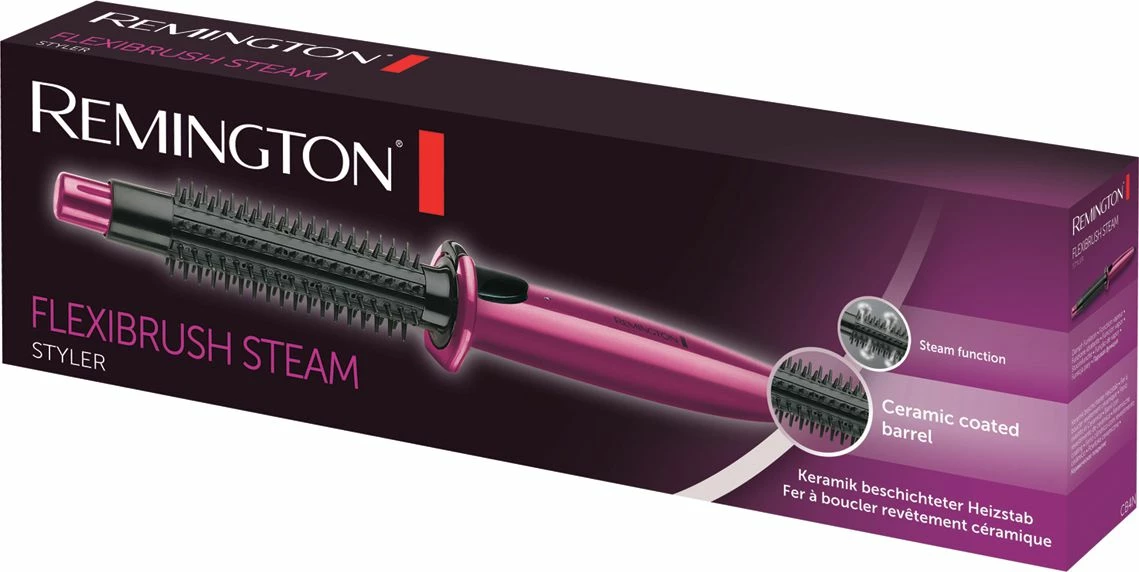 Furçë stilimi me avull Remington Flexibrush Steam CB4N 22 mm, rozë, me krehra shtesë