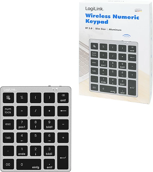 Tastierë numerike LogiLink 28-tasta, Bluetooth 5.0, space-gri