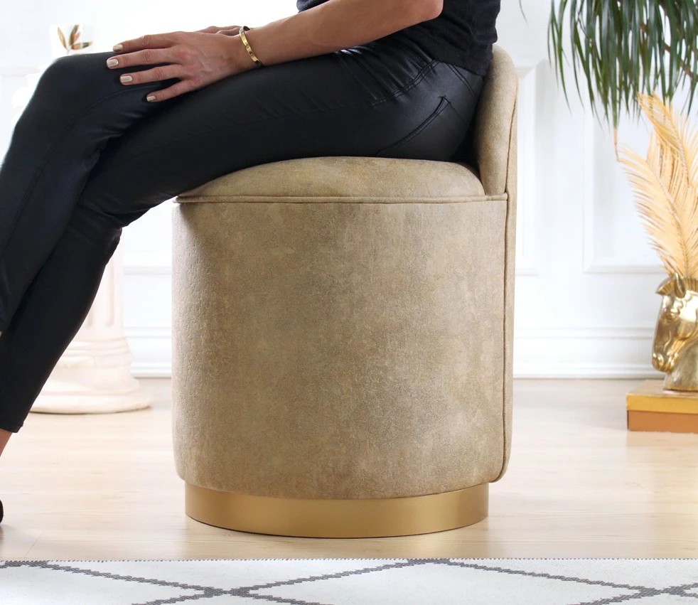 Puf Atelier del Sofa, Luton, lëkurë nubuck, ngjyrë deve, një copë