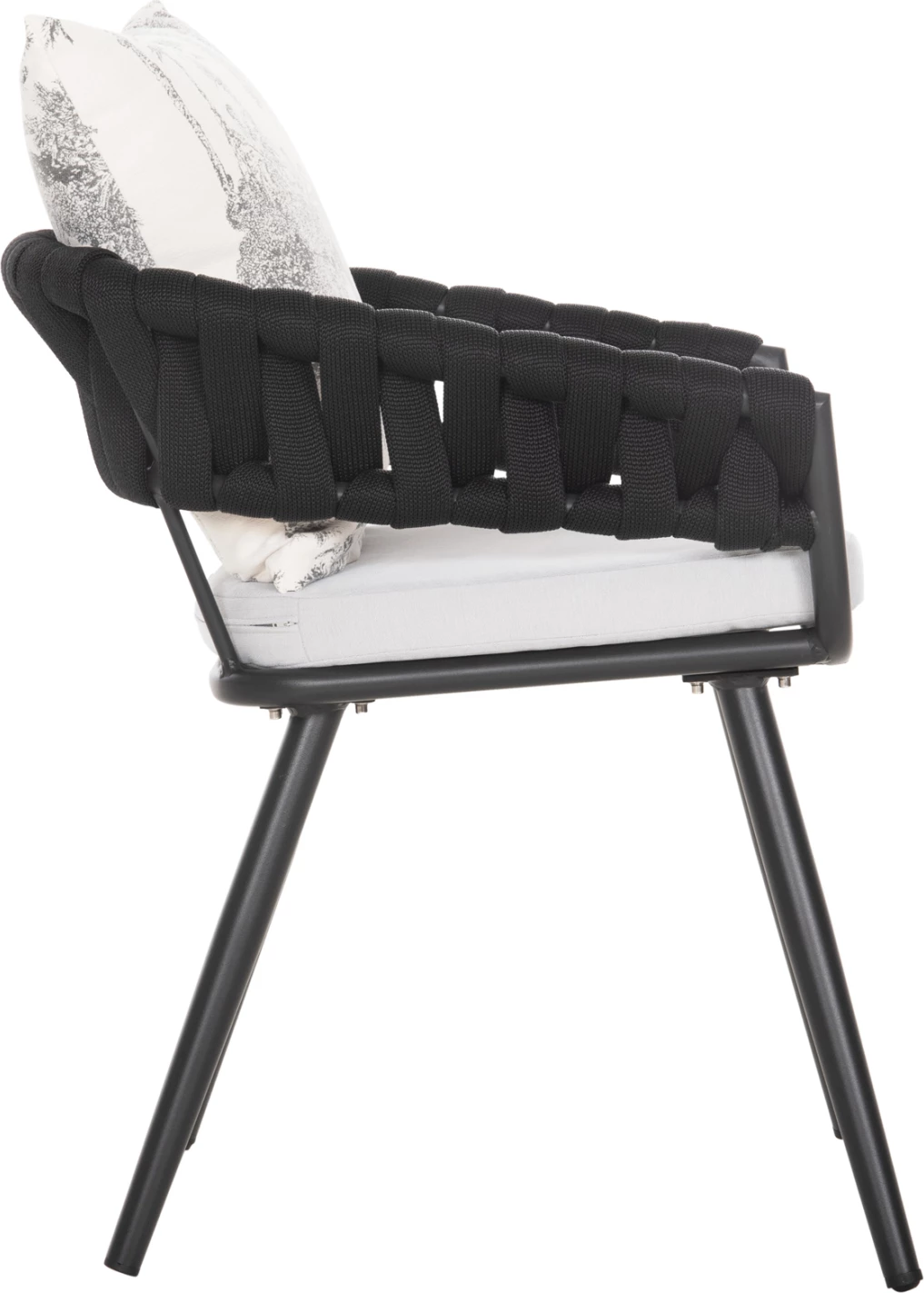 Karrige alumini CAMDEN FH6141.01 jastëk mbrapa ngjyrë ecru me dizajn print-antracit 56x60x72-87Hcm