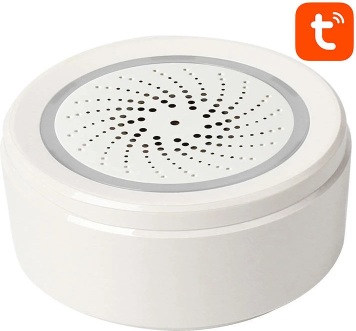 Sirenë alarmi smart Neo NAS-AB02WT me sensor temperature e lagështie, WiFi, e bardhë