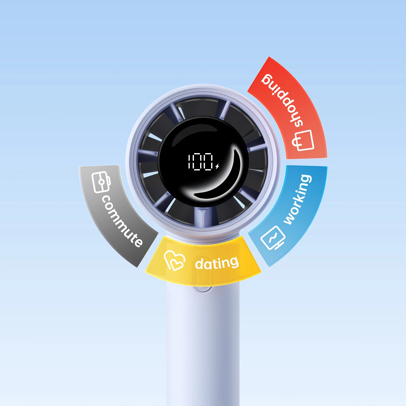 Ventilator dore Jisulife Handheld Fan 10S, bateri 5000mAh, USB-C, 5 nivele, ekran LED, blu