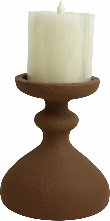 Mbajtëse qirinjsh dekorative OMBRE.II, polirezine, ngjyrë kafe, 13.5x10.5x15.5cm