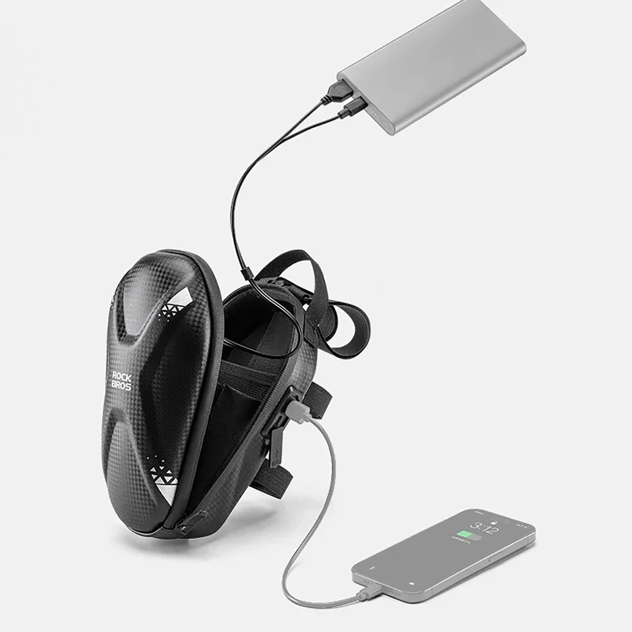 Çantë për timon Rockbros 3011006301, 1.3 L, me porta USB-A/USB-C, e zezë