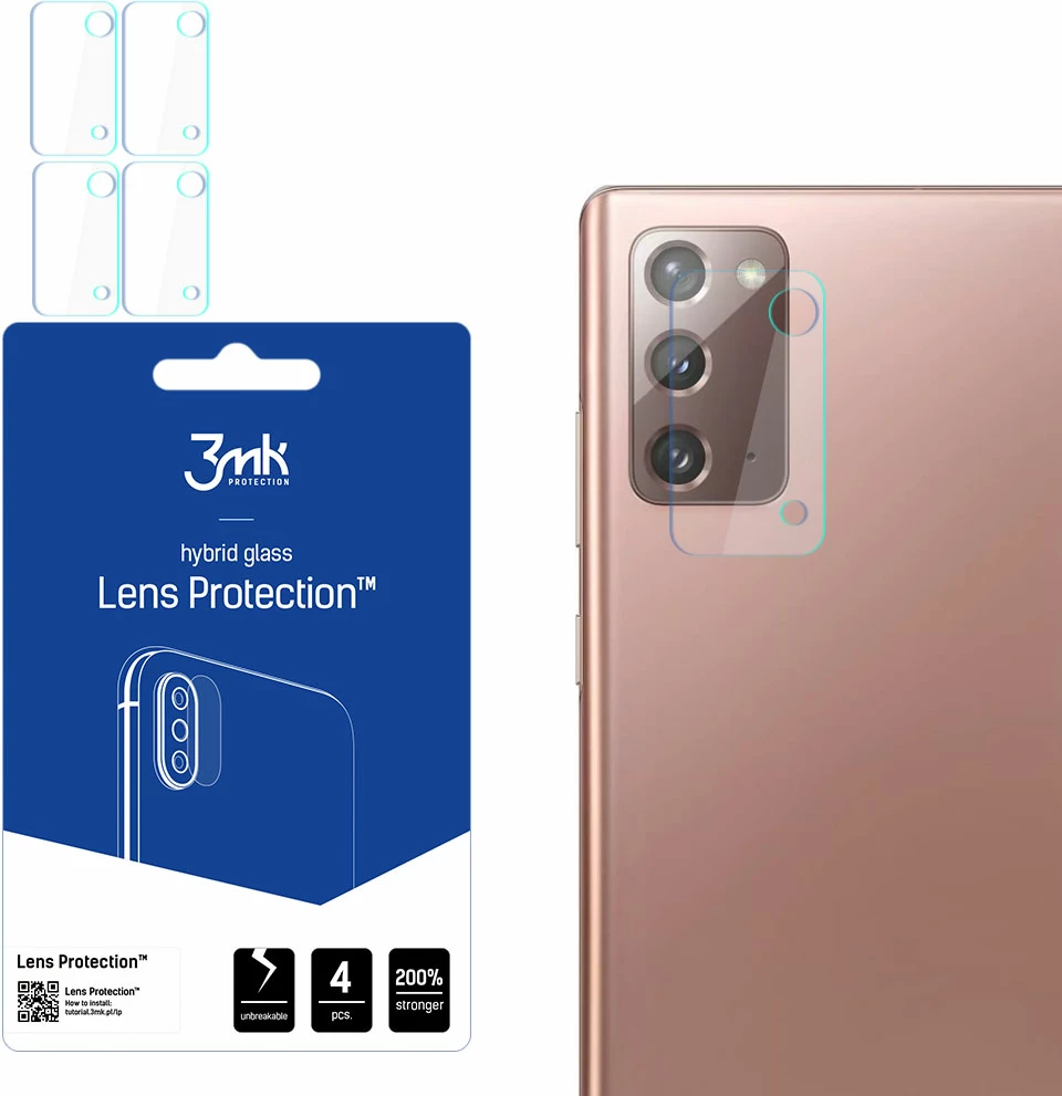 Mbrojtës xhami hibrid për kamerë, 3mk Protection Lens Protection, për Samsung Galaxy Note 20 5G, 4 copë