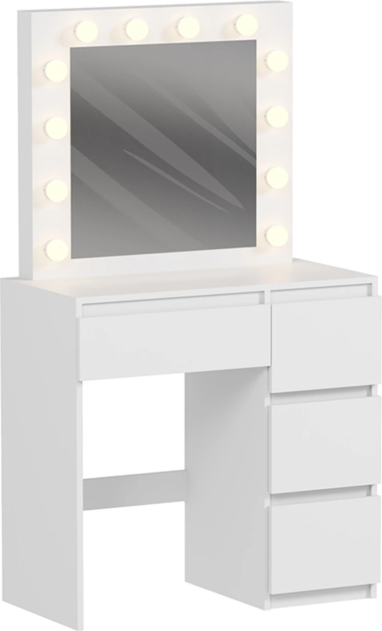 Tavolinë grimi me drita LED & sirtarë KEITLIN FH2499.03 melaminë, e bardhë, 80x40x140Hcm