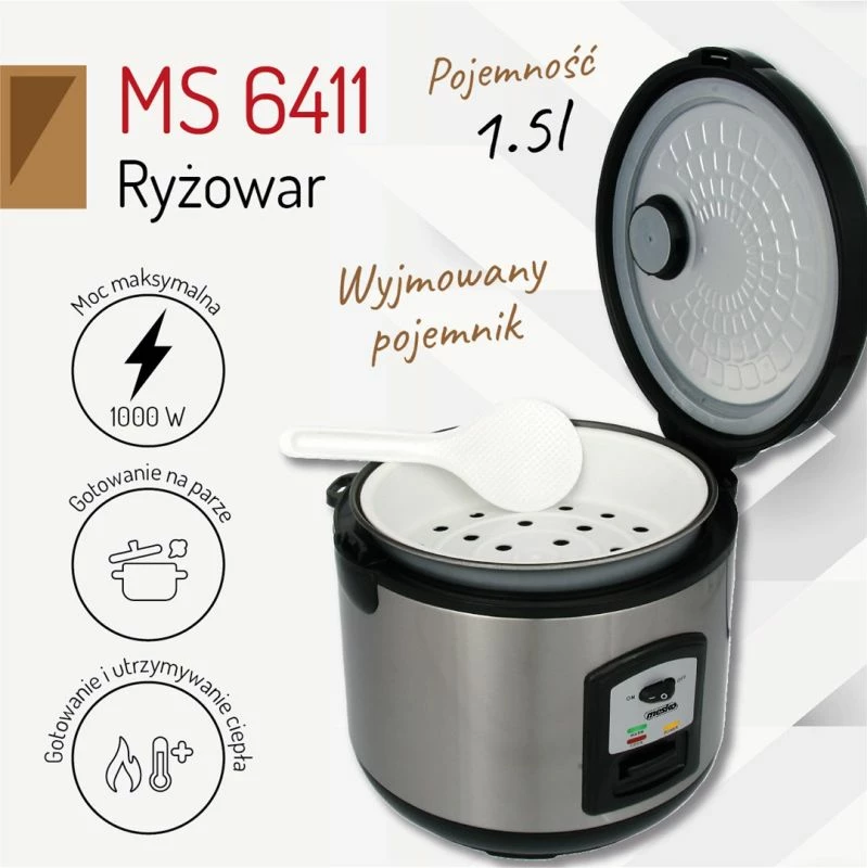 Tenxhere orizi Adler MESKO MS 6411, e zezë/inoks