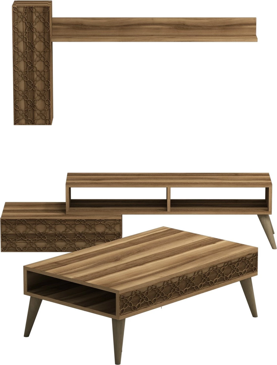 Set mobiljesh për dhomë dite, ngjyrë arre, Skye Decor, Planet