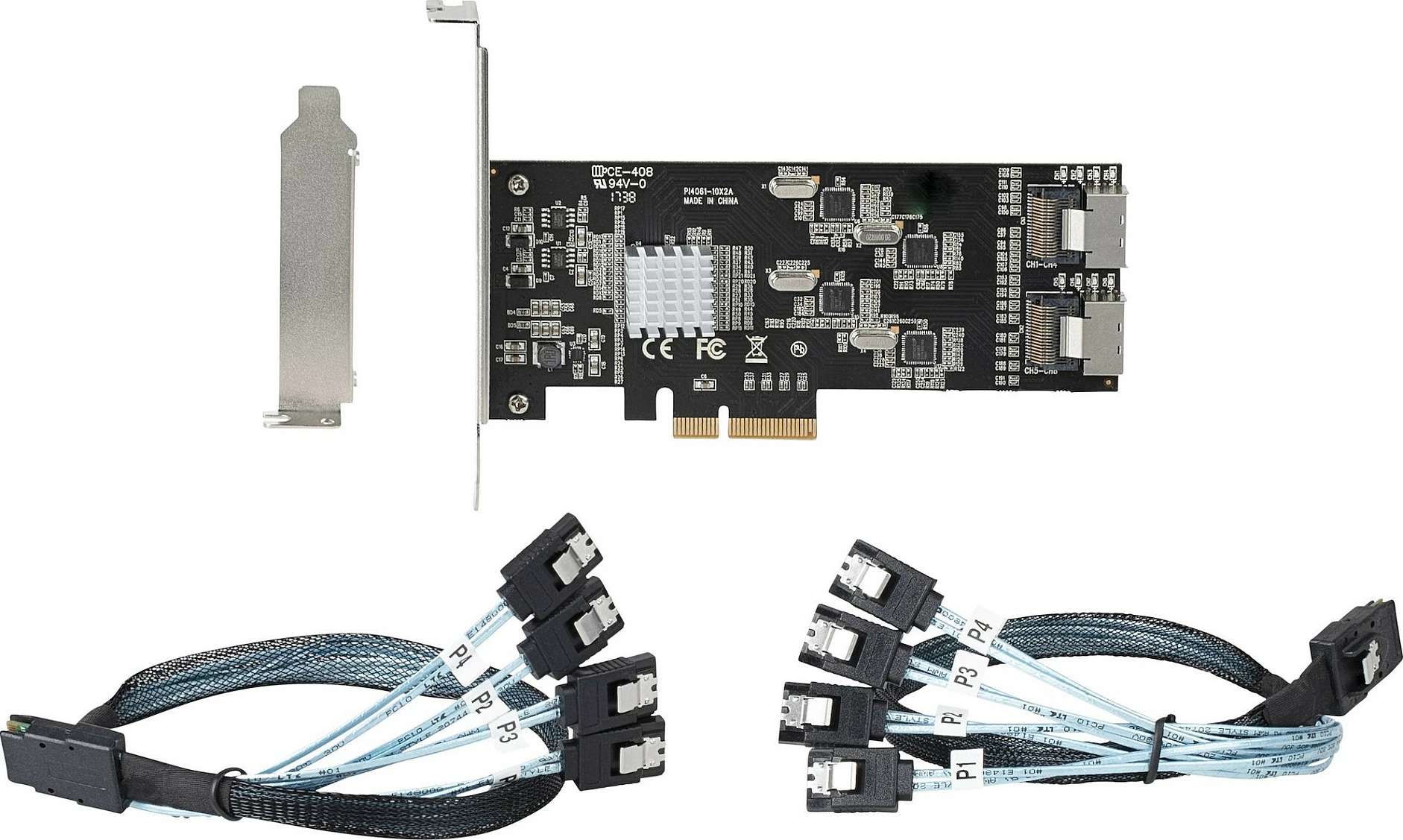 Kartë kontrolleri SATA StarTech 8-Port, PCIe x4 Gen2, 6Gbps, 2x Mini-SAS, me kabllo Mini-SAS në 4x SATA, e zezë