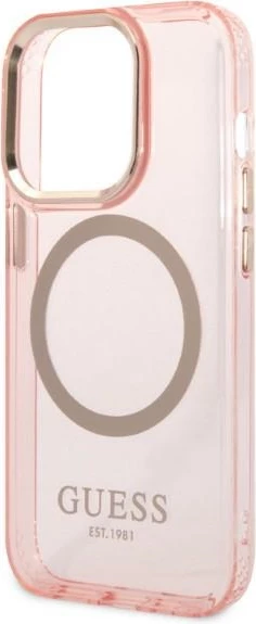 Mbështjellës Guess GUHMP14LHTCMP për iPhone 14 Pro 6.1", MagSafe, rozë