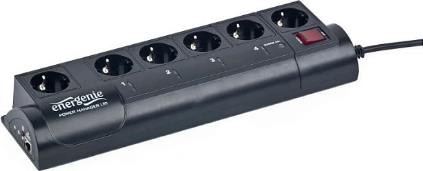 Zgjatues rryme Gembird EnerGenie EG-PMS2, 6 priza, 1 USB, 10A, i zi