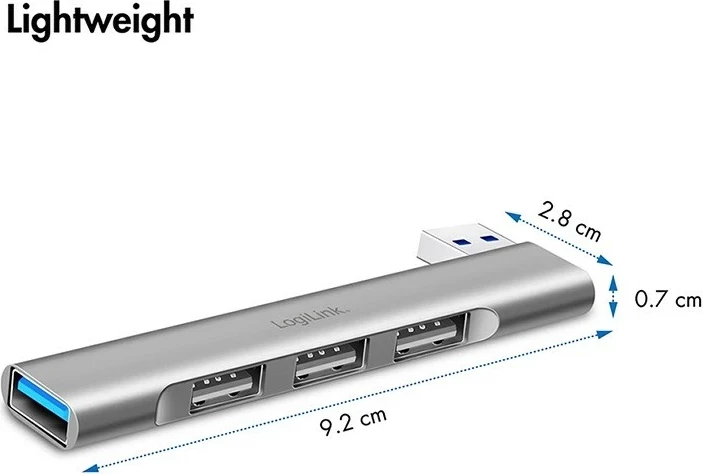 Hub USB LogiLink 4 porte, 1x USB 3.0, 3x USB 2.0, argjendtë