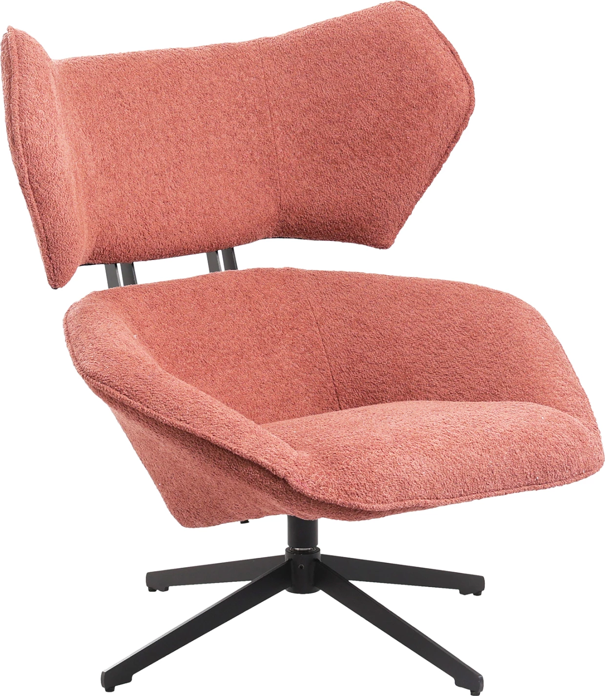 Karrige rrotulluese BRYLL FH9597.02, ngjyrë rozë boucle-bazë metalike e zezë, 86x90x97H cm