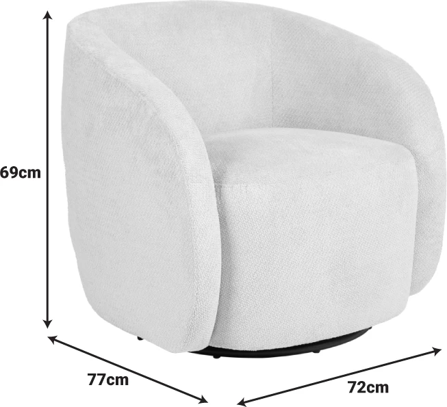 Fotelë rrotulluese Barrelo, material stof, ngjyrë krem, 77x72x69cm
