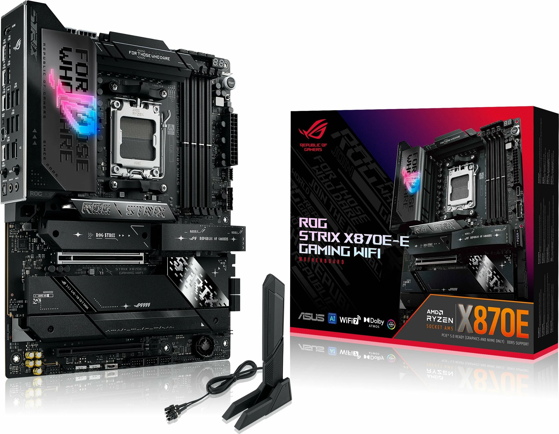 Pllakë amë Asus ROG STRIX X870E-E Gaming WiFi ATX DDR5 PCIe 5.0 Wi‑Fi 7 USB4 5GbE
