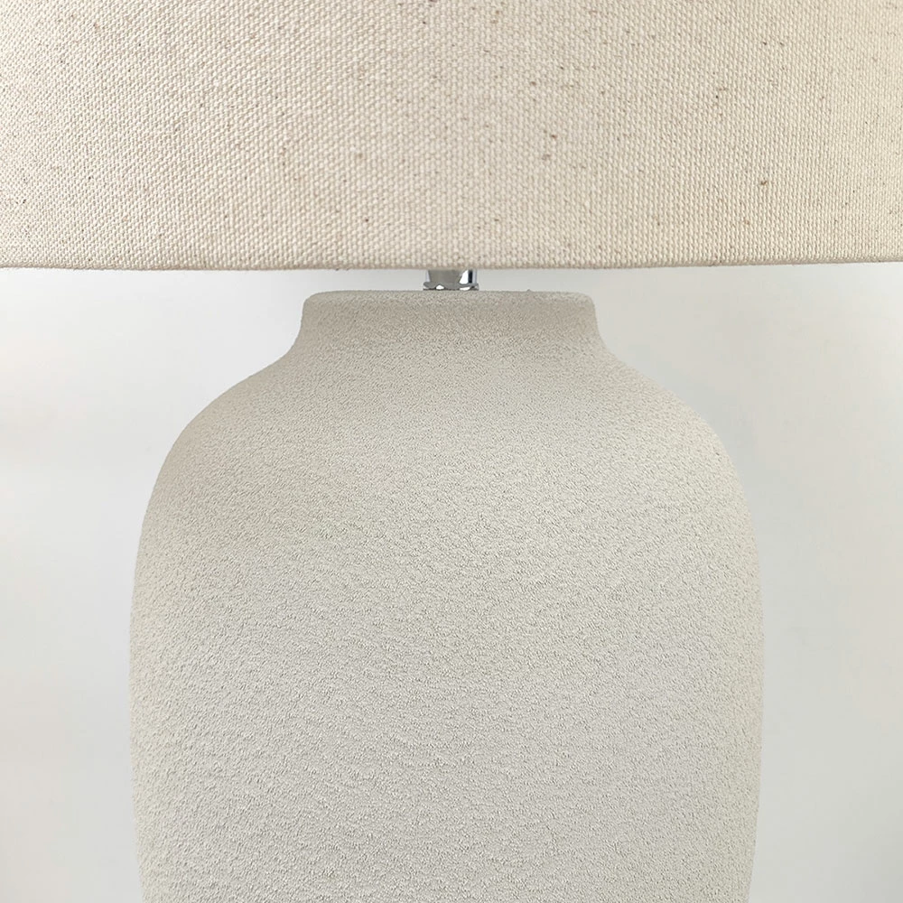 Llambë tavoline EONIA, qeramikë dhe lino, e bardhë, 35x35x101cm