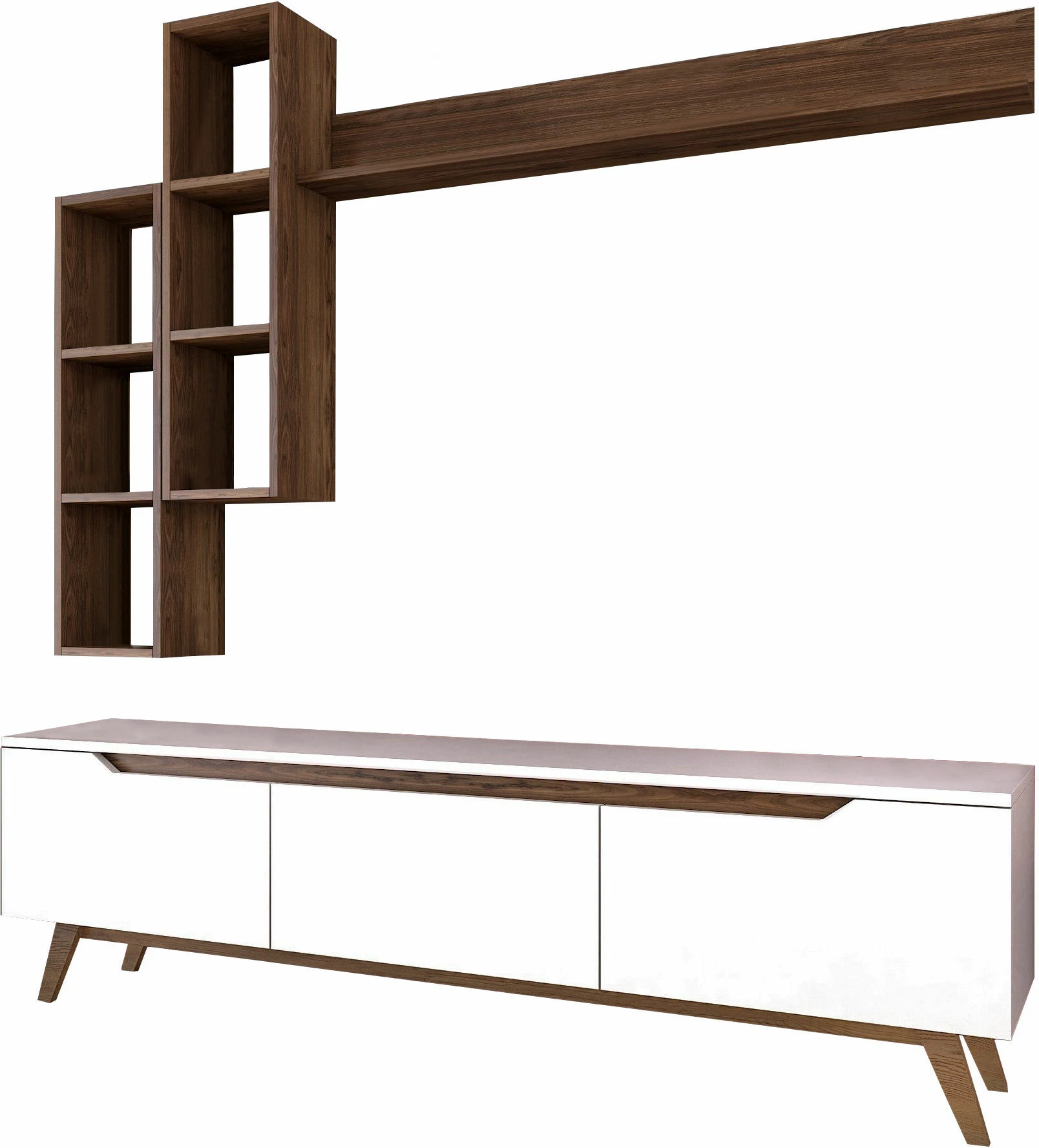 Komodë TV Hanah Home, M16 - 804, ngjyrë e bardhë dhe arre