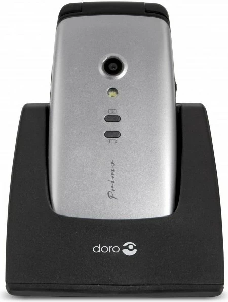 Celular Doro Primo 406, Clamshell, 2.4", 0.3 MP, Bluetooth, 1050 mAh, Ngjyrë e zezë, Argjendtë