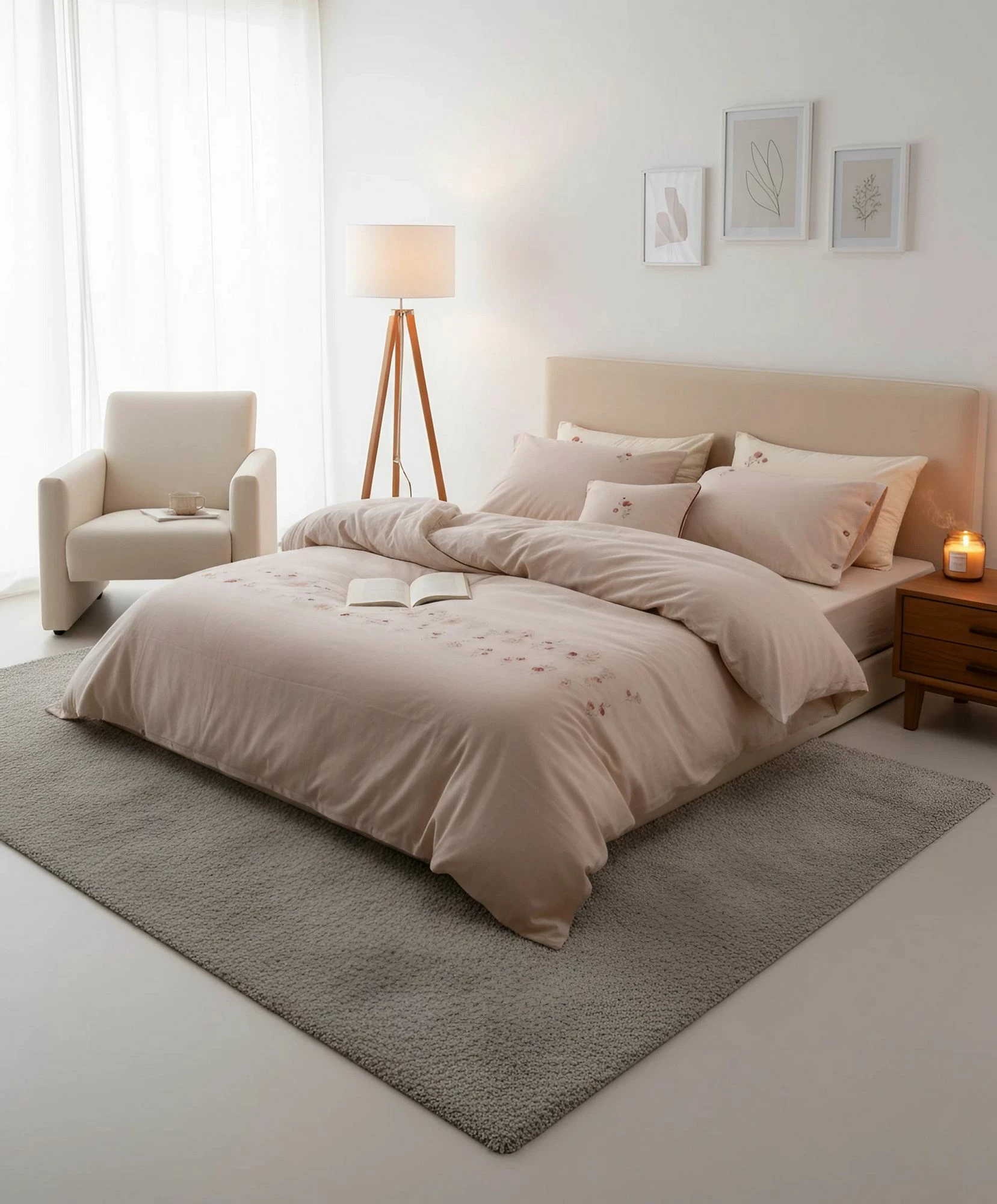 Set mbulesë për jorgan njëpersonësh, ngjyrë Dusty Rose, L'Essentiel Linge de Maison, Brise Printaniere