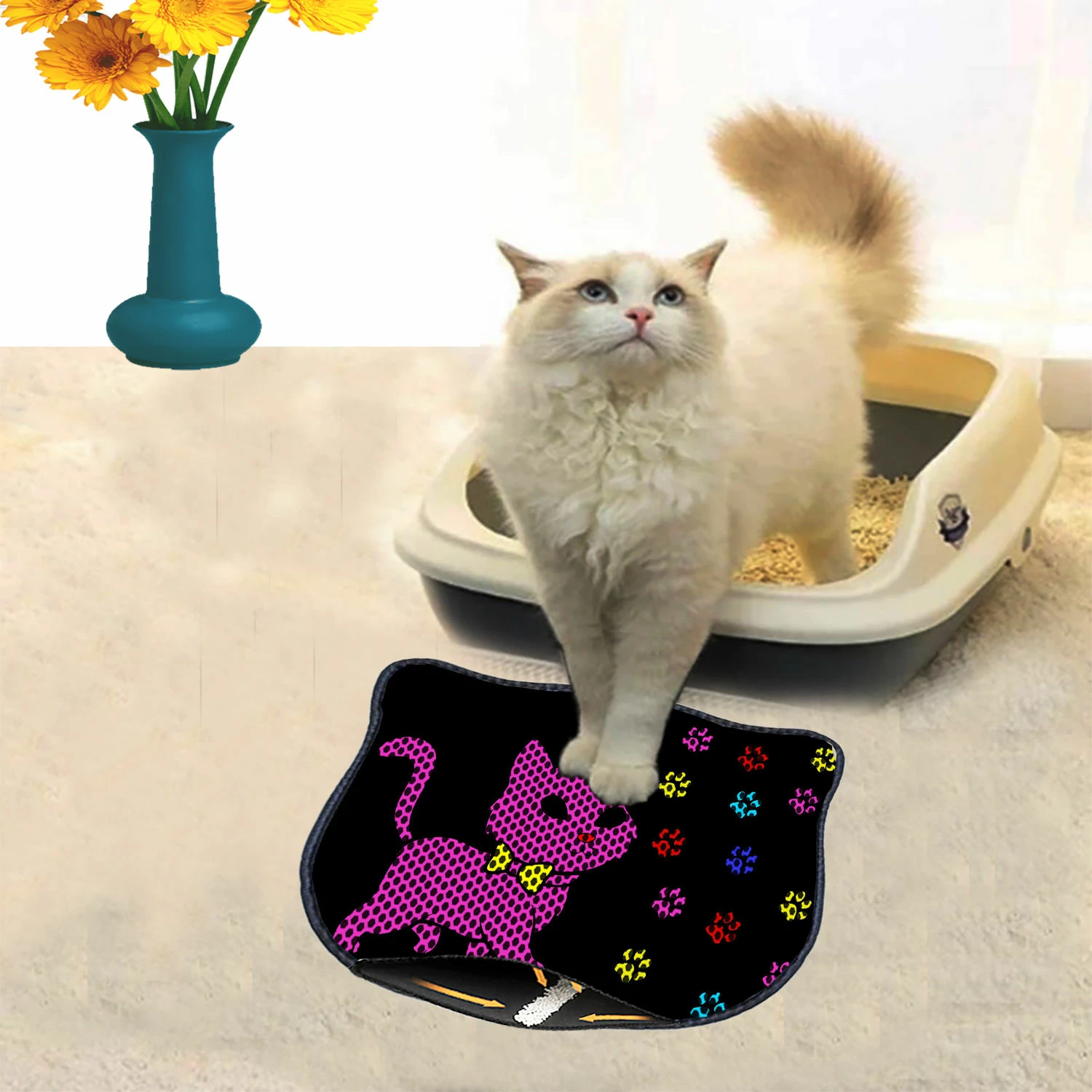 Tapet për rërë mace, shumëngjyrësh, Paws & Whiskers, Kdkafa0104, 40x50cm