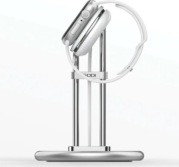 stendë karikimi për Apple Watch SODI SAW-300, alumini, kënd 55°, kompatibile 38-49mm, Argjendi