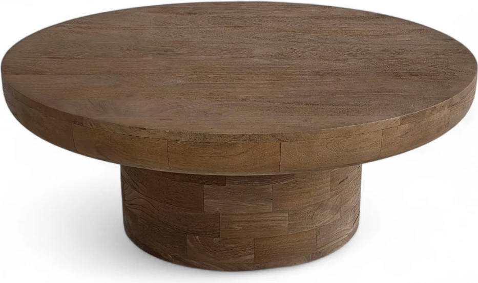 Tavolinë kafeje FIGURE, ngjyrë arre e çelët, 90x90x35cm